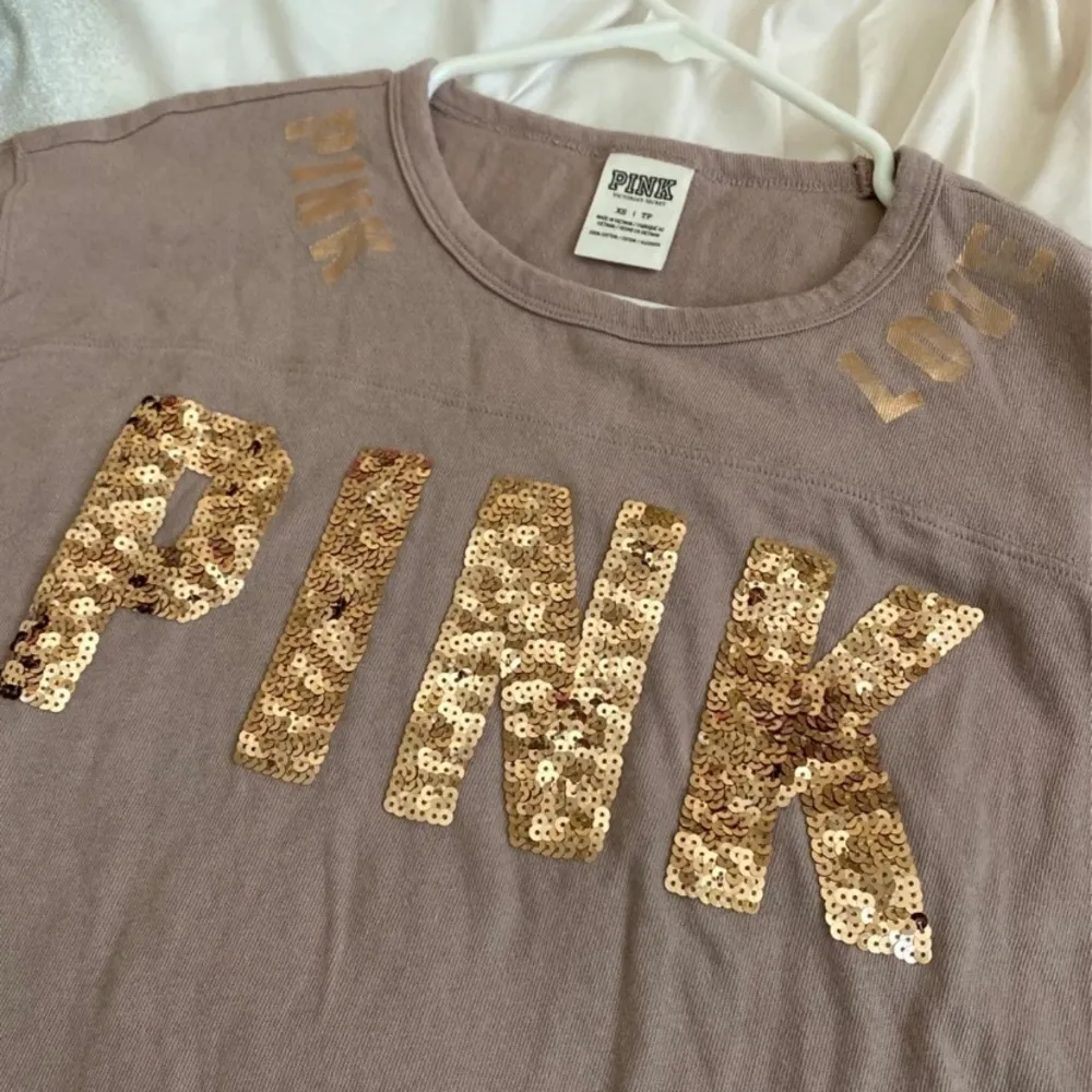 Victoria's Secret Pink Mauve Rose Gold Bling Sequin Quarter Sleeve Sweater XS - Image 5