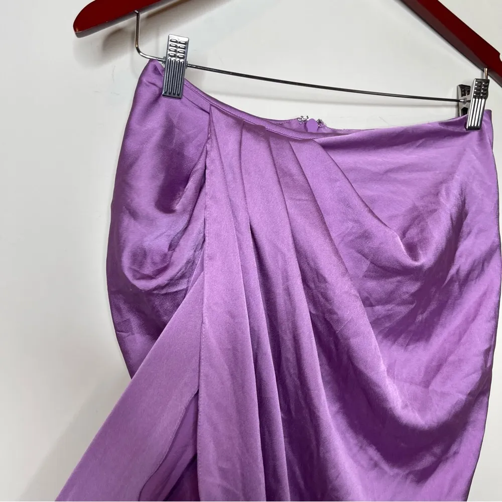 House of CB Skirt Lavender Purple Satin Constance Asymmetrical Split sz M - Image 5