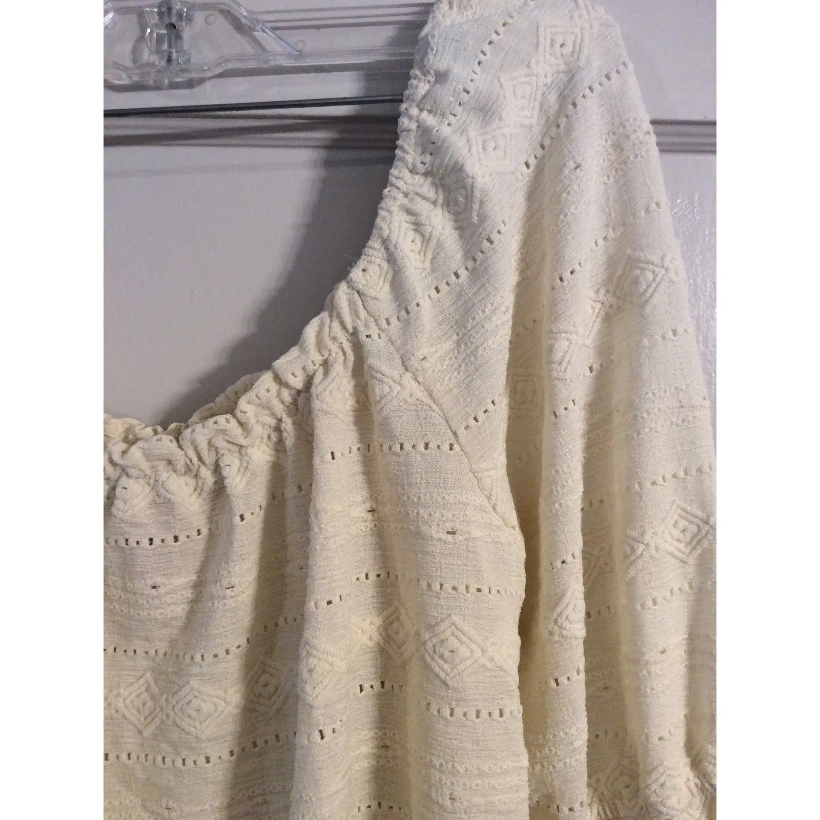 Willow & Root cream Buckle boho eyelet womens long sleeve Medium M White - Image 3