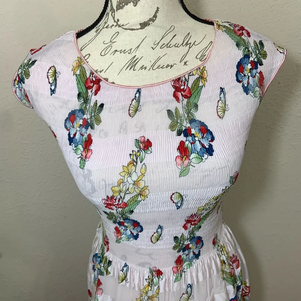 Max Studio White Floral Butterfly Sheet Dress - Image 2