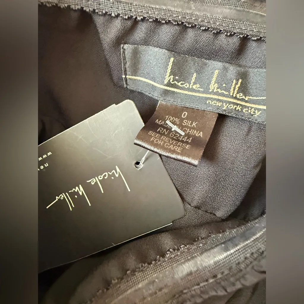 NWT Nicole Miller Black Strapless Tie Midi Dress, Size 0 - Image 4