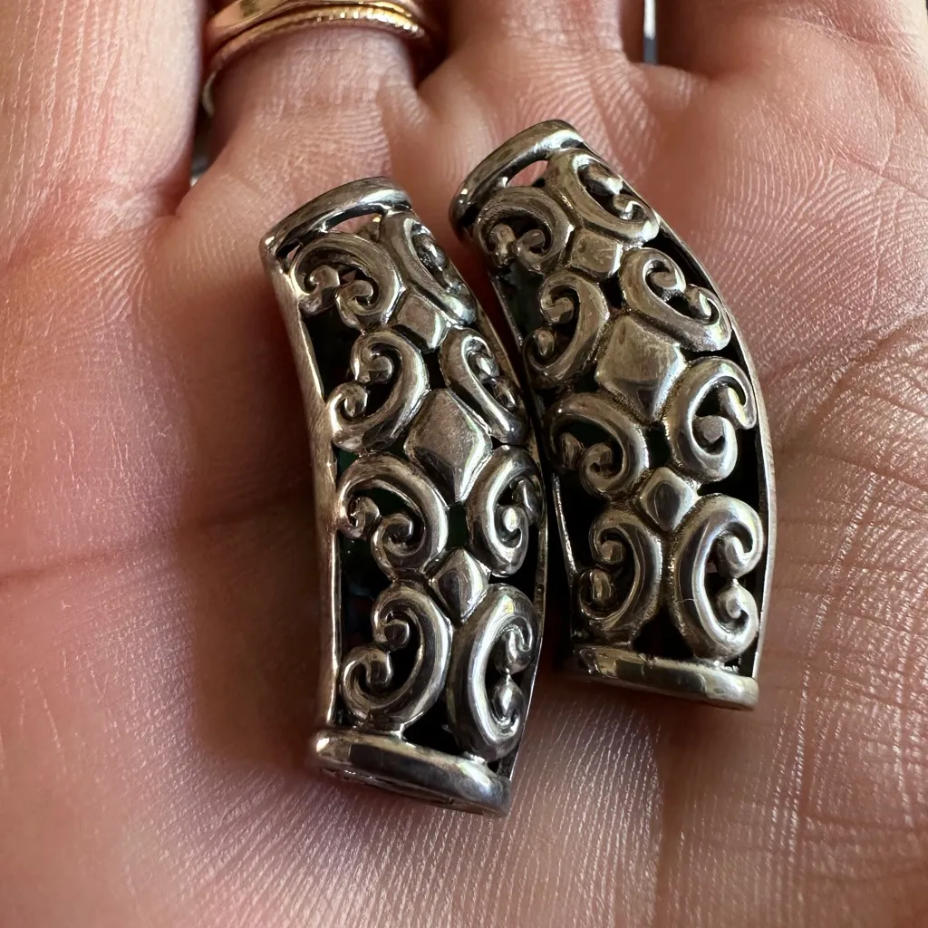 299. STERLING SILVER FILIGREE w/ Turquoise pendant necklace cord. NEW - Image 4