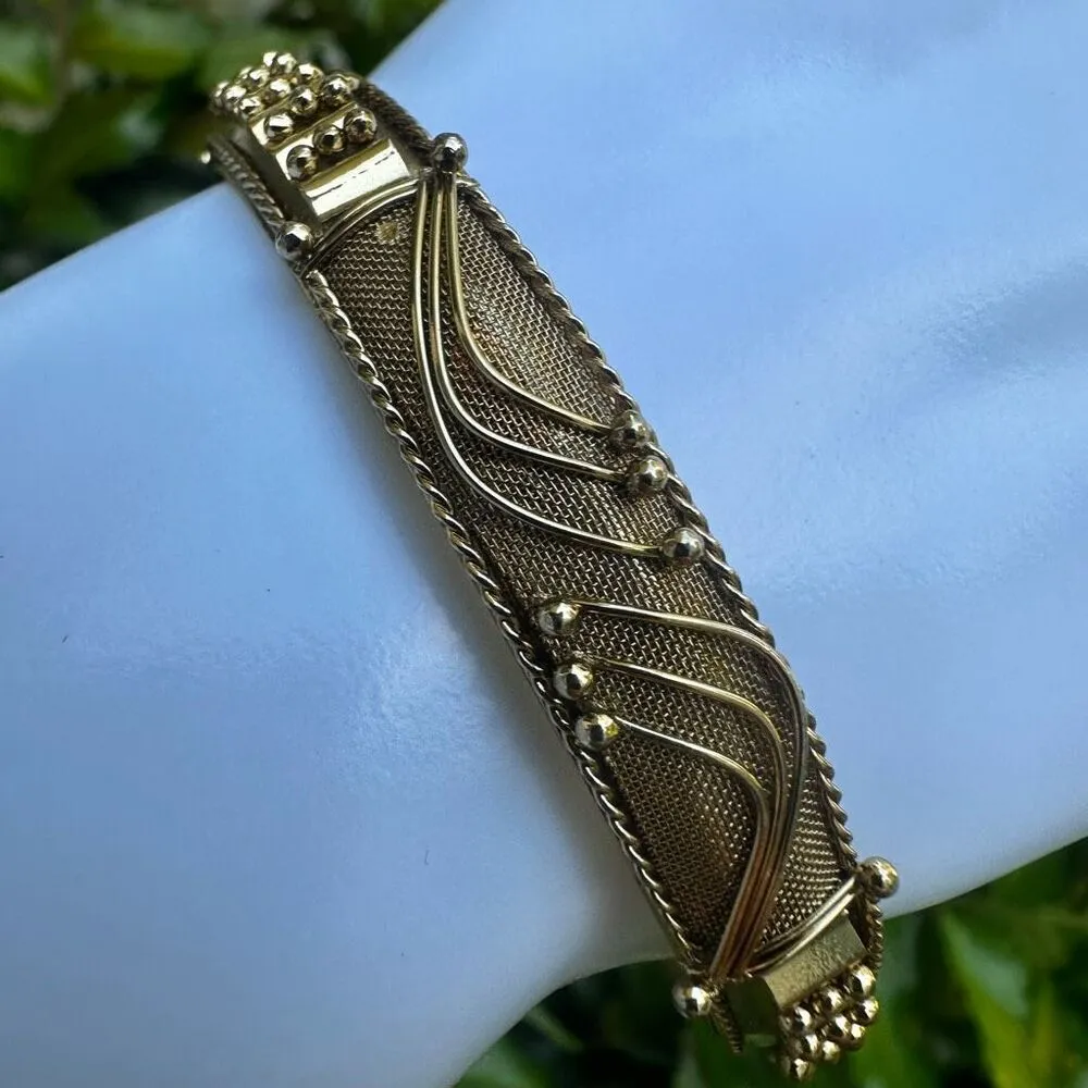 Gold tone ornate bangle bracelet - Image 2