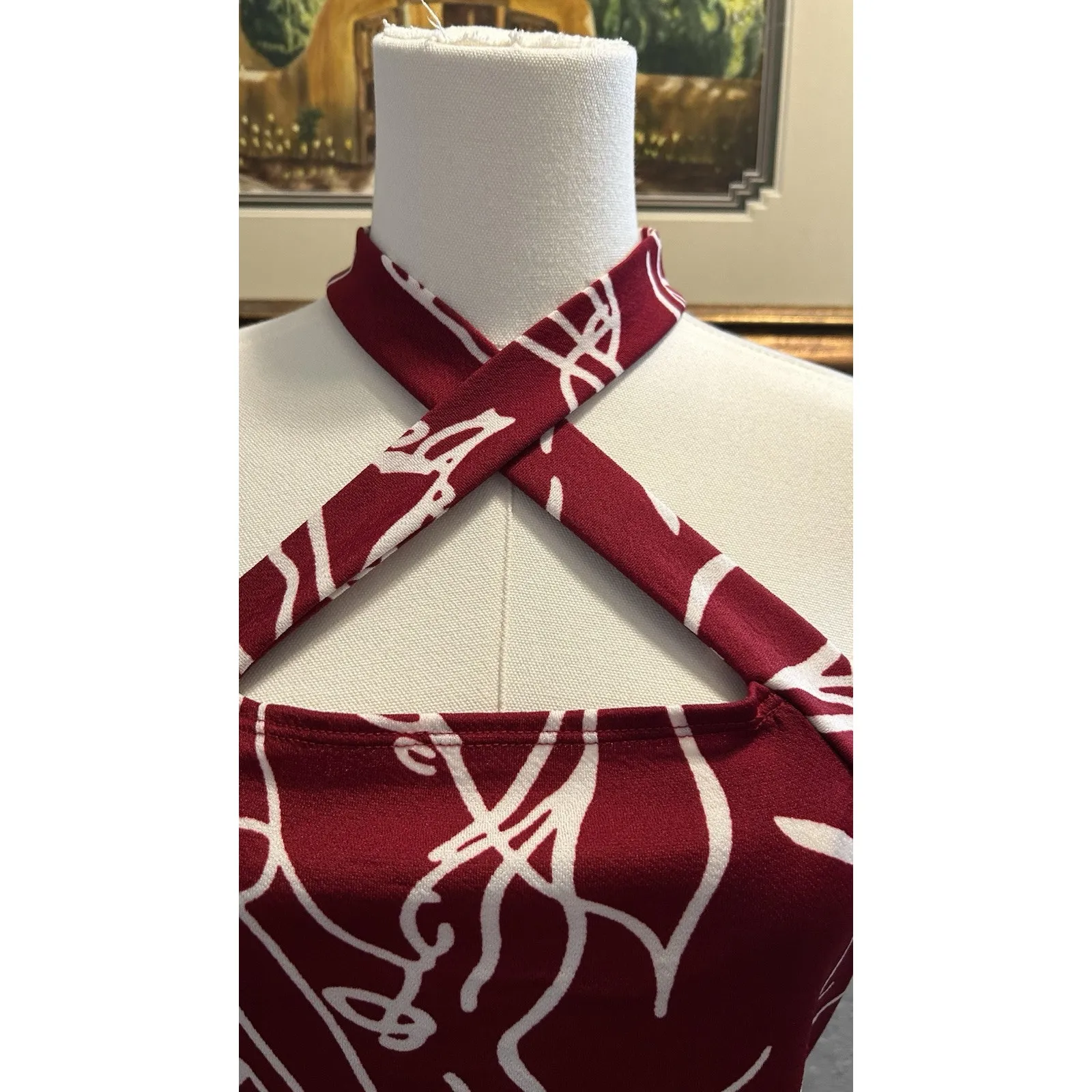 Shein Top Red/White XL Top Racer Front Geometric Aztec Travel Vacation Beach Boh - Image 2