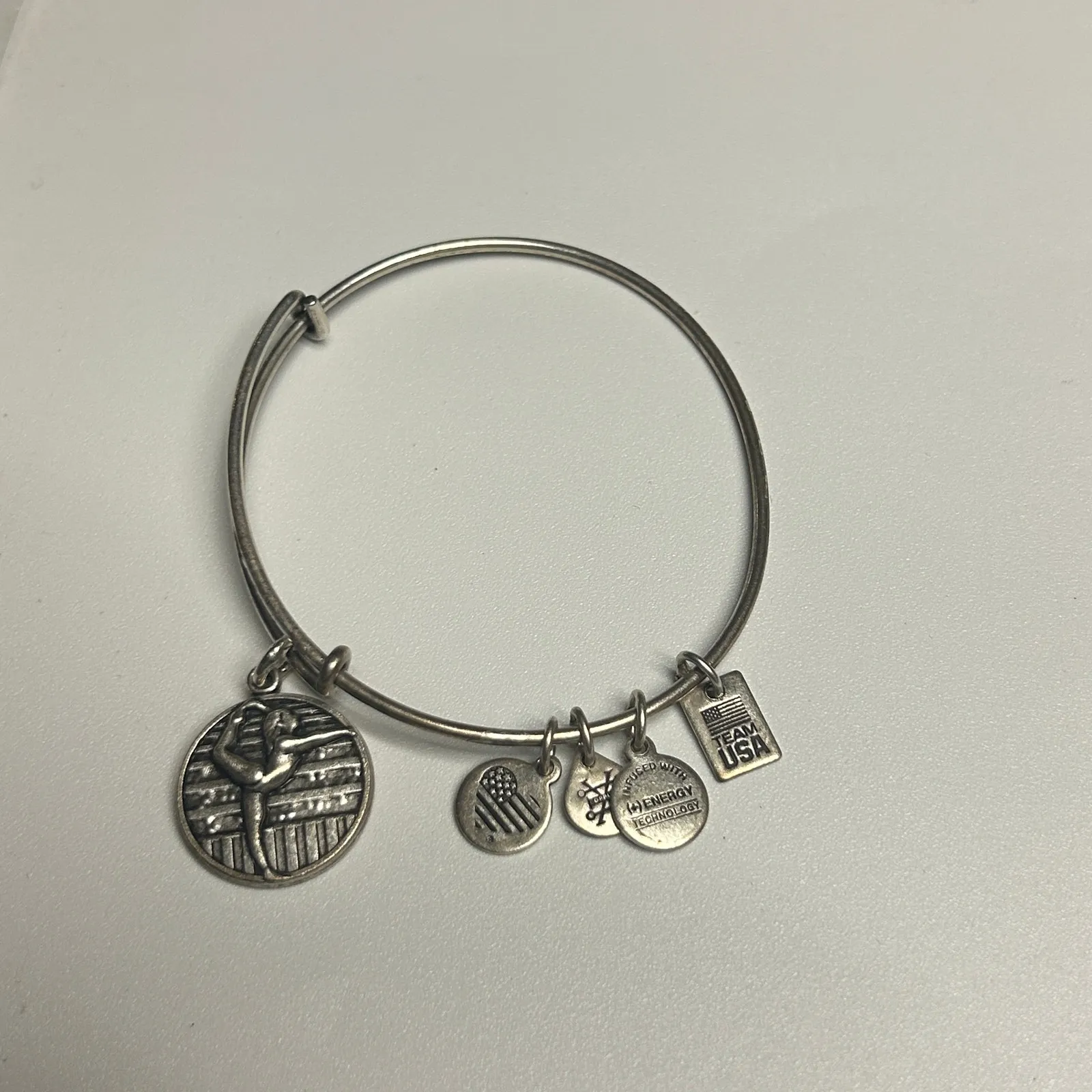 Alex and Ani Silver-Tone Bangle Bracelet 2016 Gymnastics - Image 10