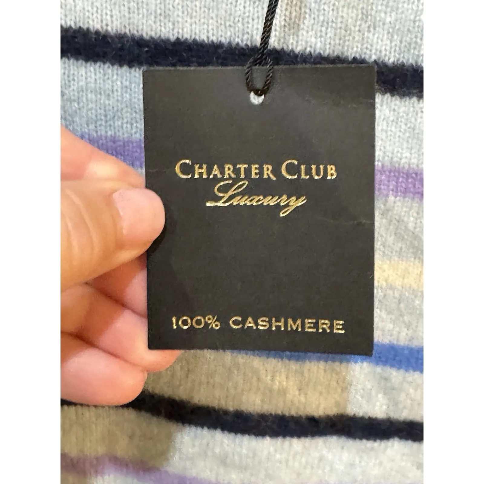 Charter C Women's 100% Cashmere Striped Sweater Stripped‎ Short Sleeve - Image 5