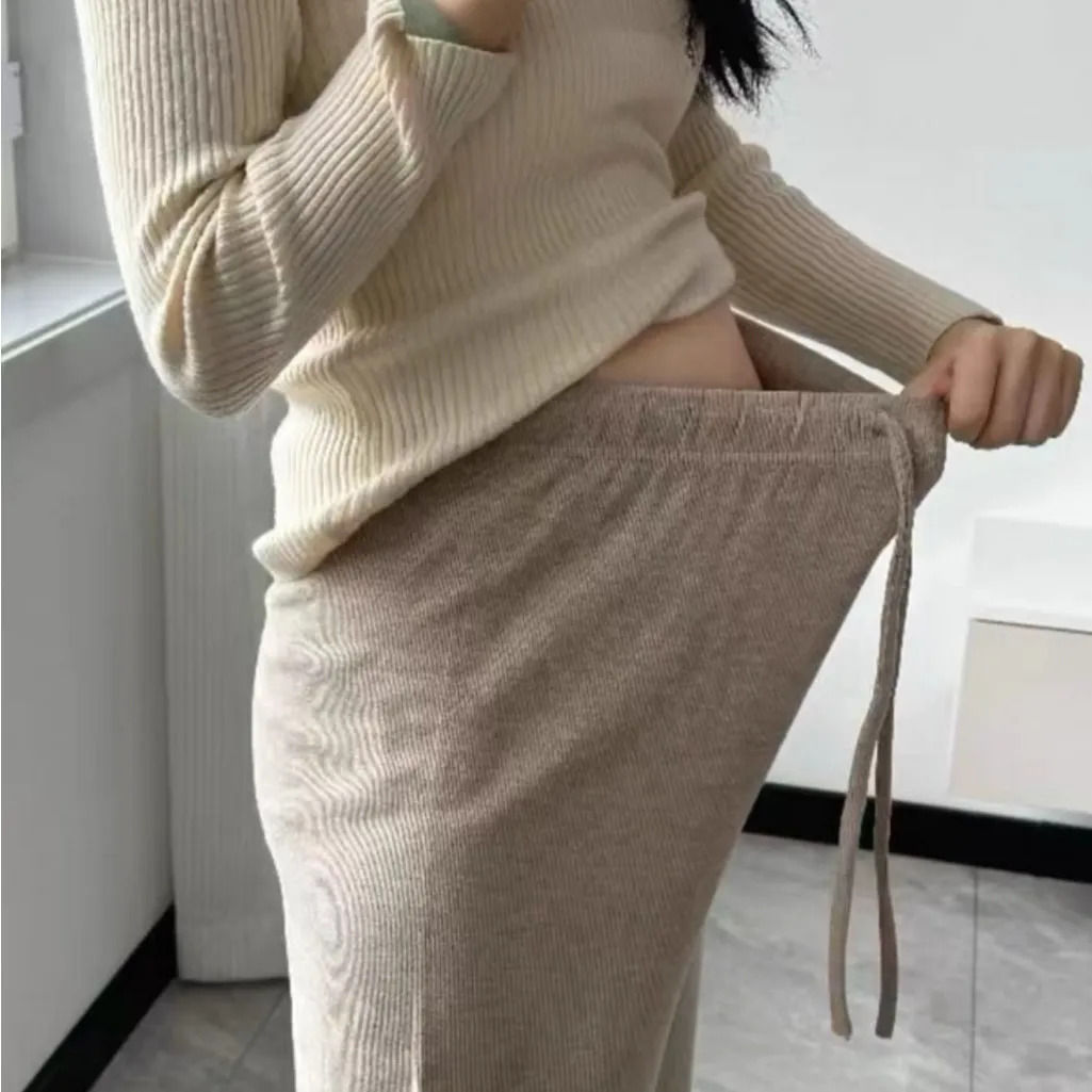 Wide leg maternity drawstring pants in oatmeal Size undefined - Image 2