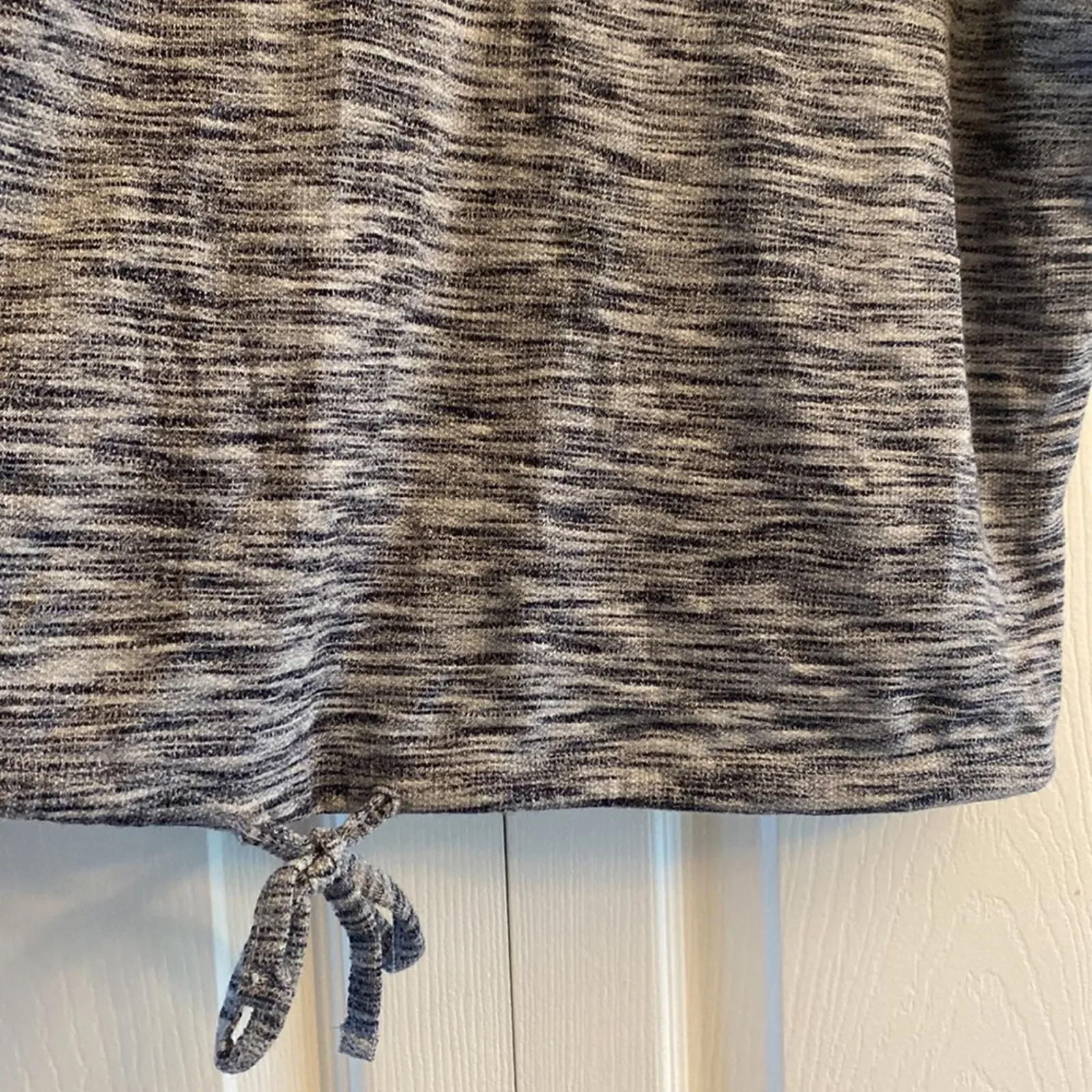 Como Vintage Womens Large Heather Gray Tie Front V Neck Clean Girl NEW Peasant - Image 5