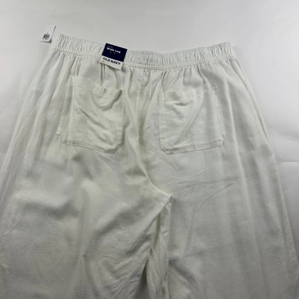 Old Navy White Linen Blend Wide Leg Lounge Pant XL New - Image 8