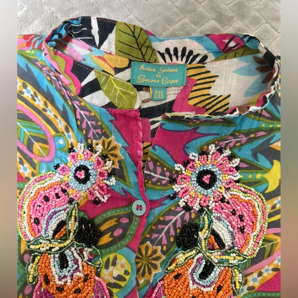 Antica Sartoria by Giacomo Cinque Beaded Shirt Dress Tunic Coverup Summer
Wear Size undefined - Image 7