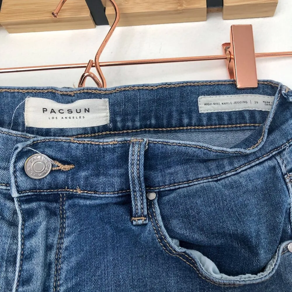 Retro Style Flare Leg Jeans Pacsun High Rise Lace Up Jeggings 29 - Image 4