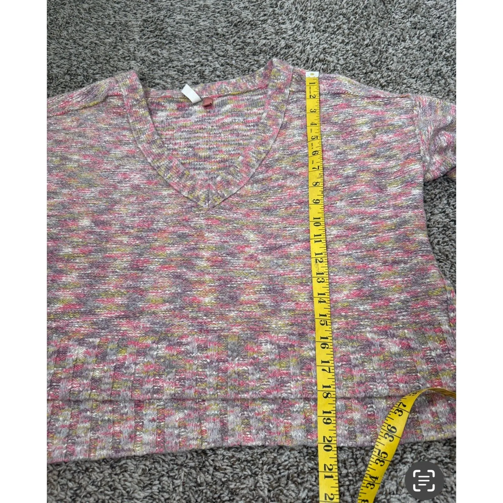 Anthropologie Pilcro Pink Rainbow Cropped Sweater Womens Sz S Oversized Boxy - Image 9