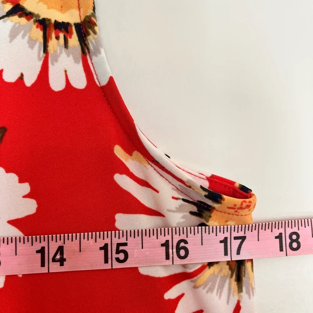 Women’s Melissa Paige Petite Red White Blue Floral Maxi Dress Size Medium Petite - Image 7