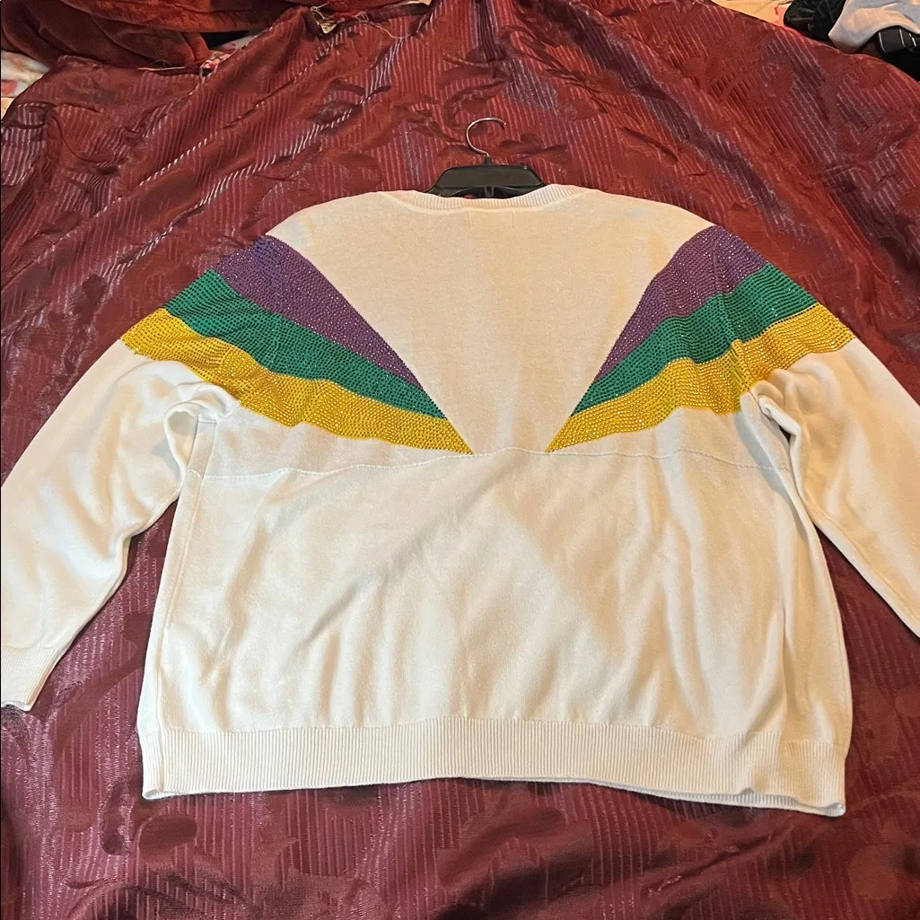 Colorful Striped Sweater White Size L - Image 4