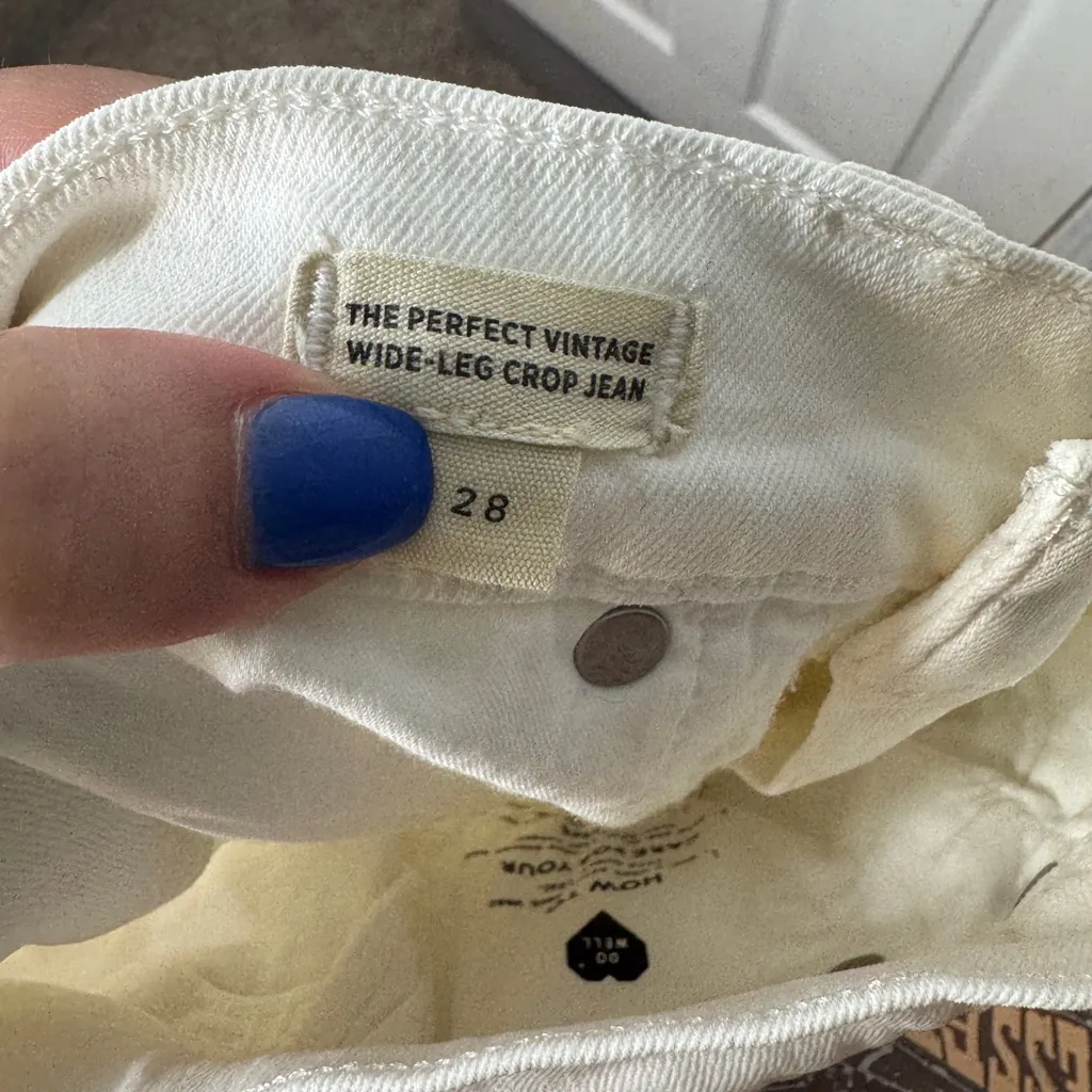 MADEWELL The Perfect Vintage Crop Wide Leg White Denim Jean Size 28 - Image 8