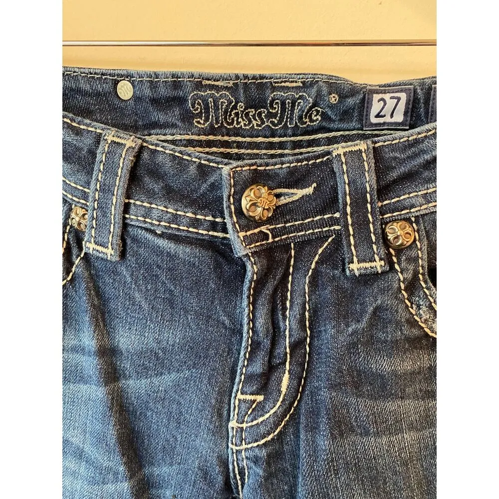 Miss Me Mid-Rise Studded Pocket Denim Skinny Jeans Bradbury Women's Size 27 - Image 6