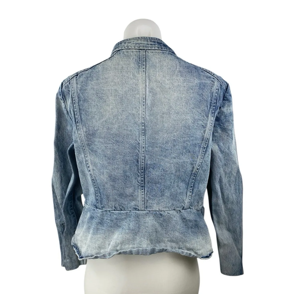 Rebecca Taylor Women's Blue Long Sleeve Full Zip Moto Biker Denim Jean Jacket S - Image 2