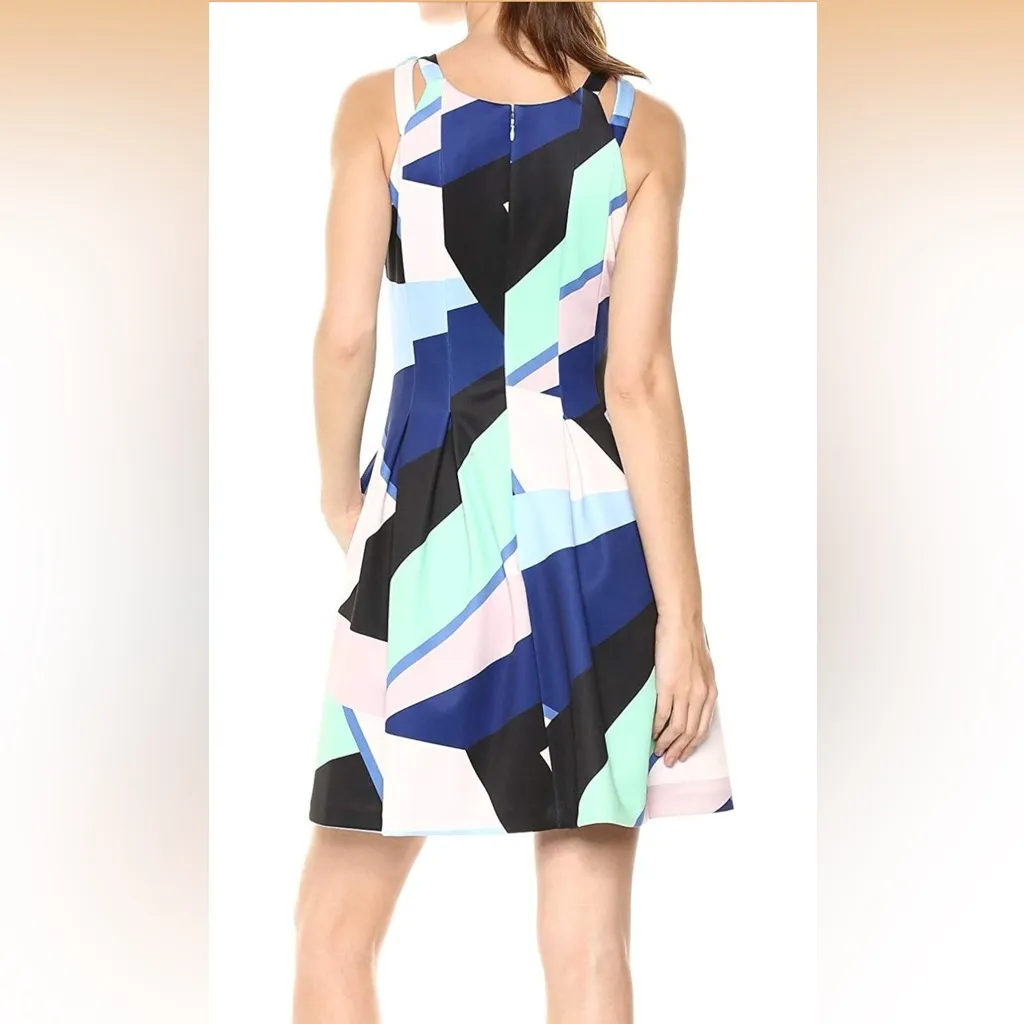 Vince Camuto Double-Strap Fit And Flare Geometric Pattern Dress Women’s Size 4 - Image 11