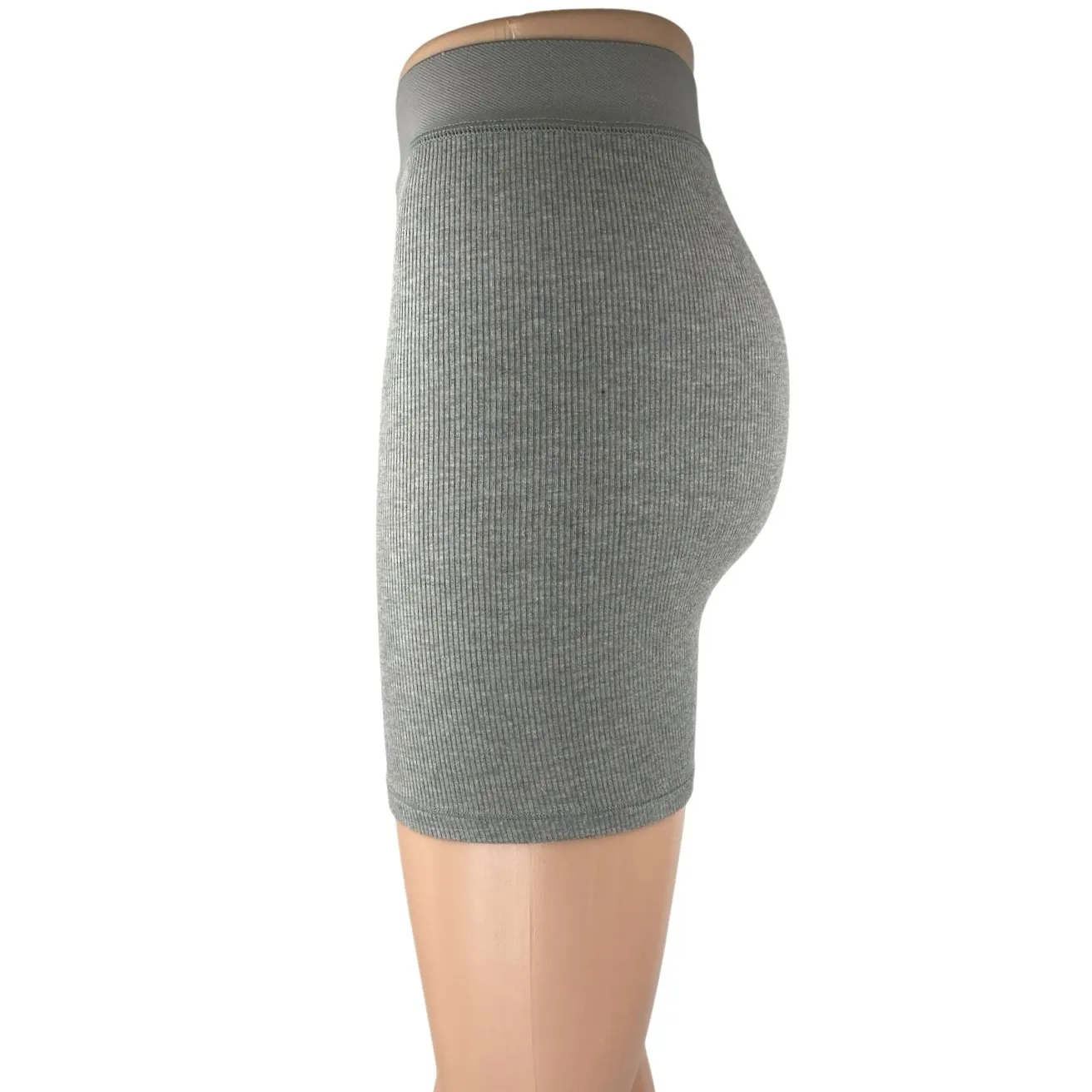 Skims Women's Gray Rib Knit High Waisted Lounge Nightwear Boxer Shorts Size S - Image 2