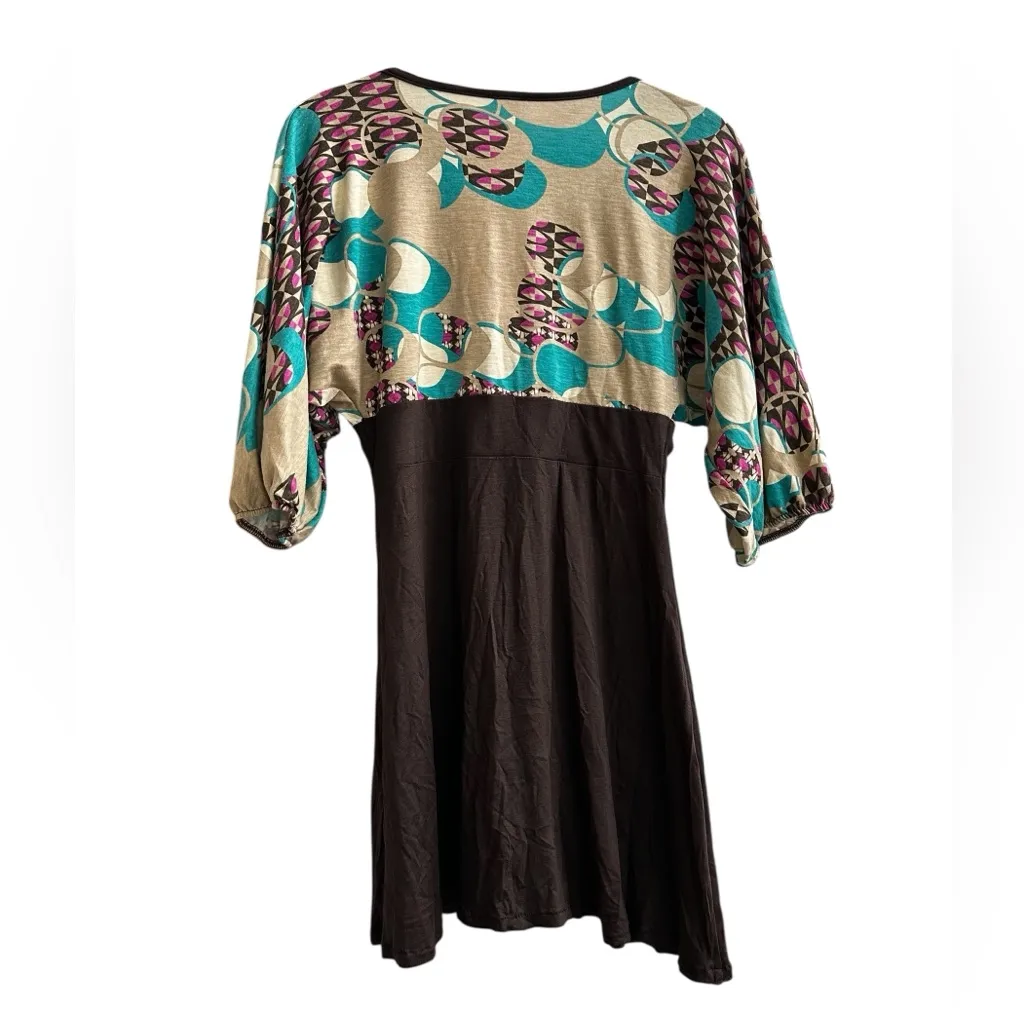 Vintage 90s Y2K Babydoll Top Empire Waist 3/4 Sleeve Boho Hippie Grunge Size S Brown - Image 8