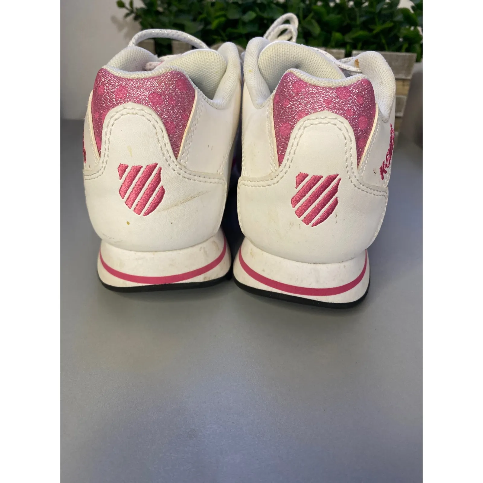 K Swiss Women White Pink Glitter Low Top Lace Up Athletic Sneakers Size 5 - Image 3