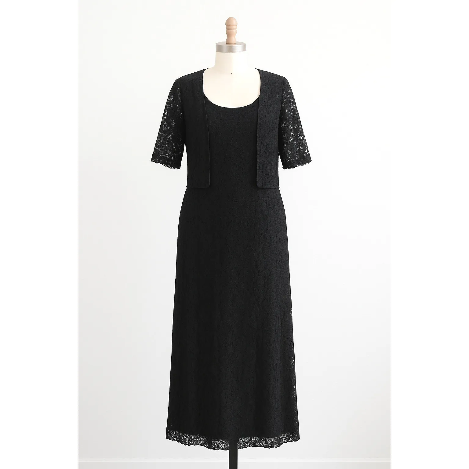 Vintage Lola P Womens Lace Dress Black L‎ Maxi Whimsigoth Size L - Image 2