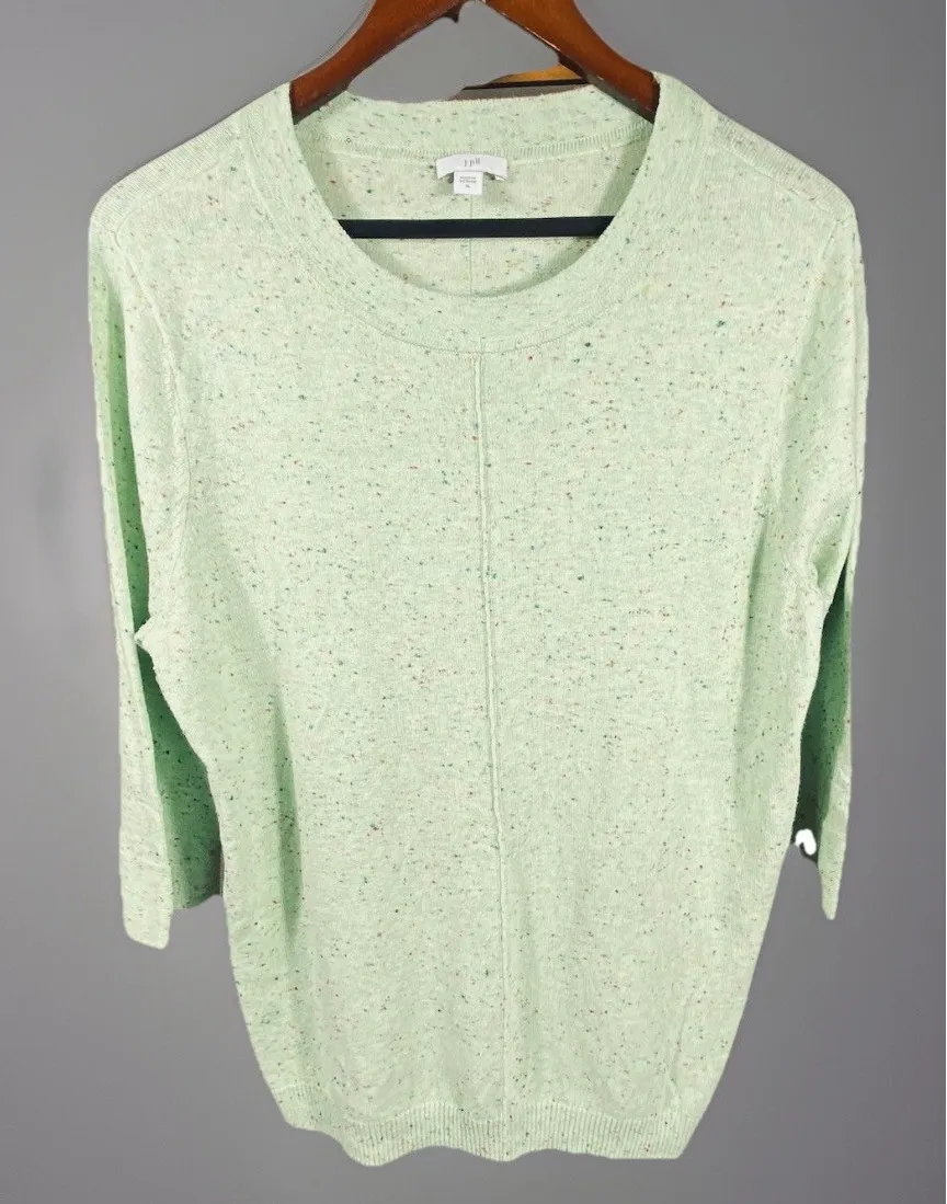 J Jill Colorful Speckled Confetti Sweater XL Pullover Crew Neck Green Soft Rayon - Image 1