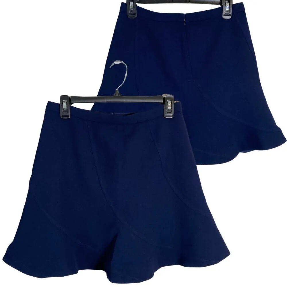 J.Crew Flutter Ruffle Mini Skirt Women's Size 2 Navy Career Classic Preppy Chic - Image 4