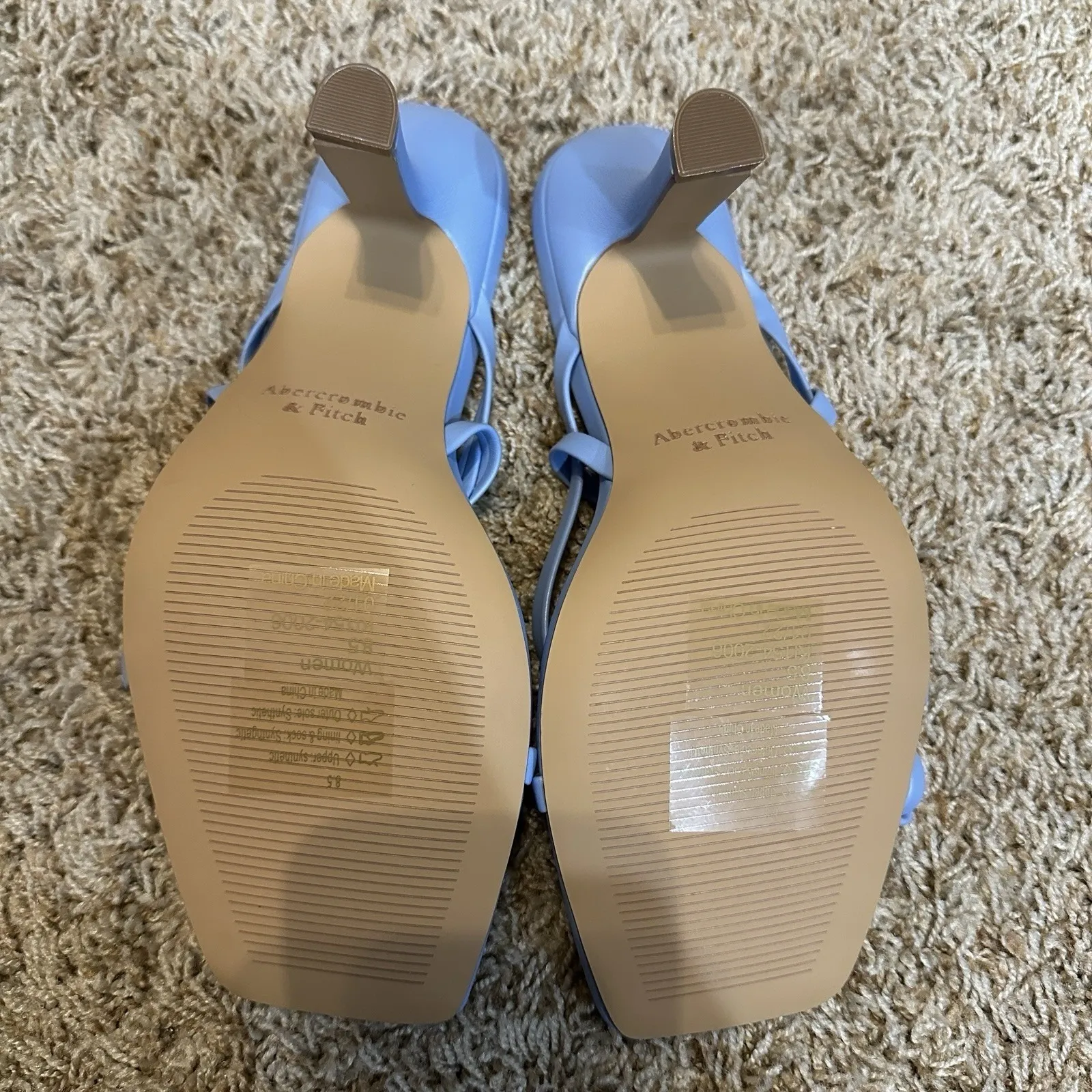 NEW A&F Abercrombie Fitch Blue Kitten Heels Square Open Toe Sandals Womens 8.5 - Image 8