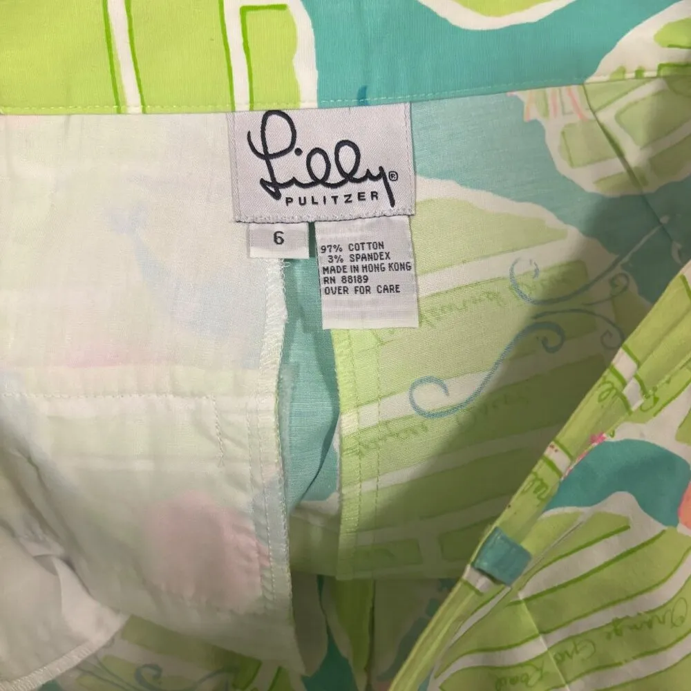 Lilly Pulitzer Womens Vintage Green & Pink Floral Print Everglades Shorts Size 6 - Image 7