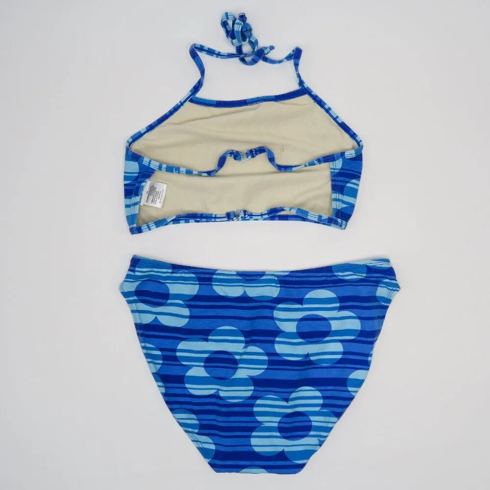 Vintage 90s Sand N Sun Blue Retro Flower Bikini Swimsuit Size M - Image 4