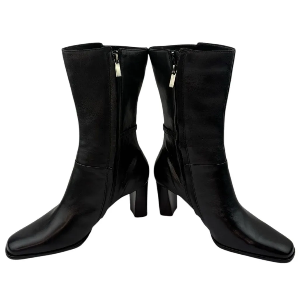 *Y2K Crossing Pointe Boots Womens 7.5W Black Leather Classic Dark Acadamia Vtg Size 7.5 - Image 8