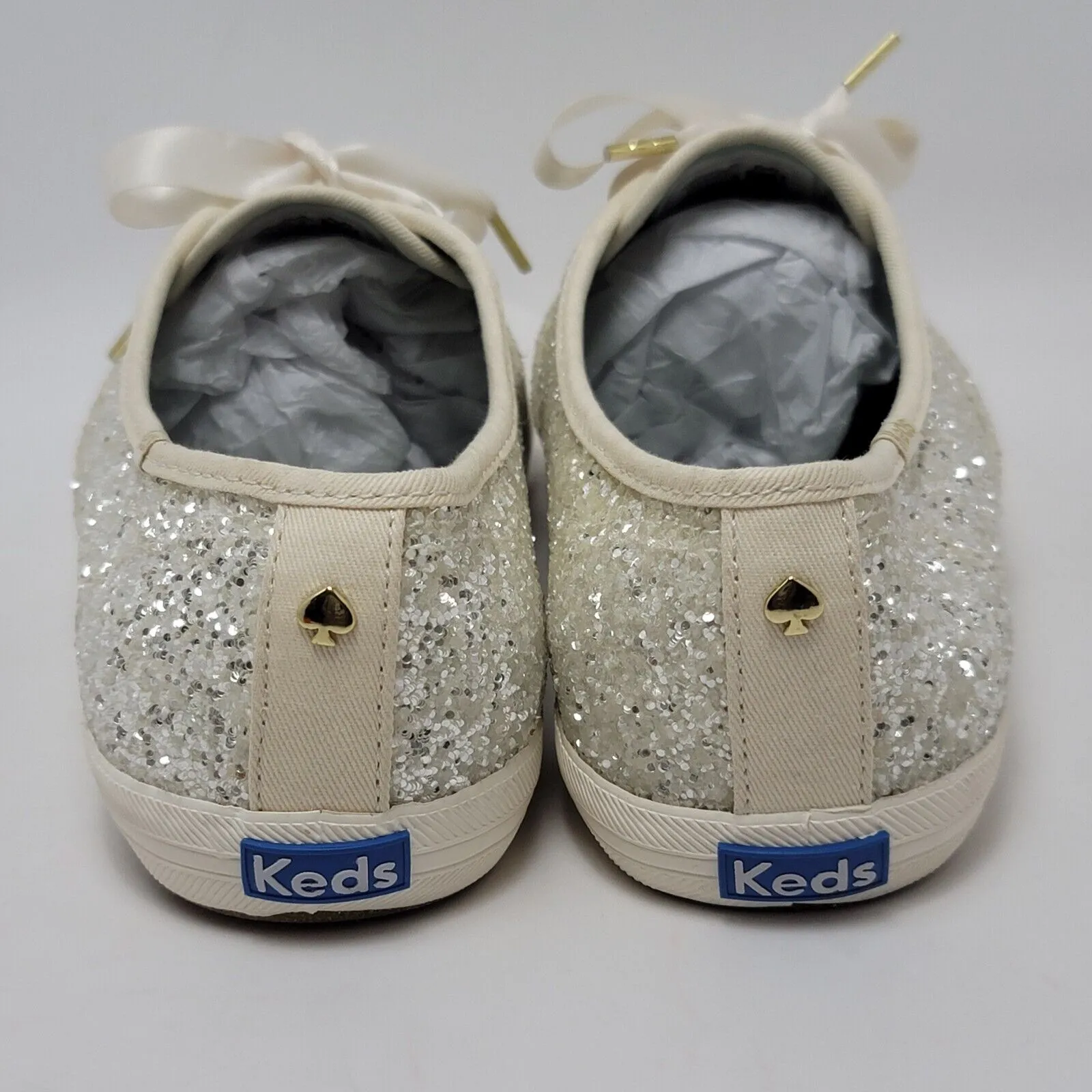 Keds X Kate Spade NY Women's Triple Glitter Silver Cream Lace Up Sneakers Shoe - Image 5