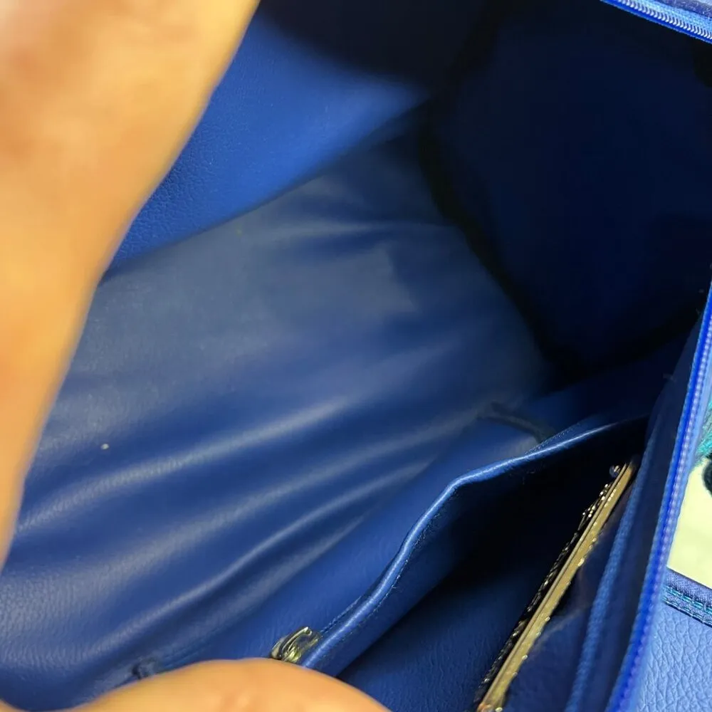 Blue Banda Barrel Bag With Intricate Embroidery & Detachable Charm - Image 9