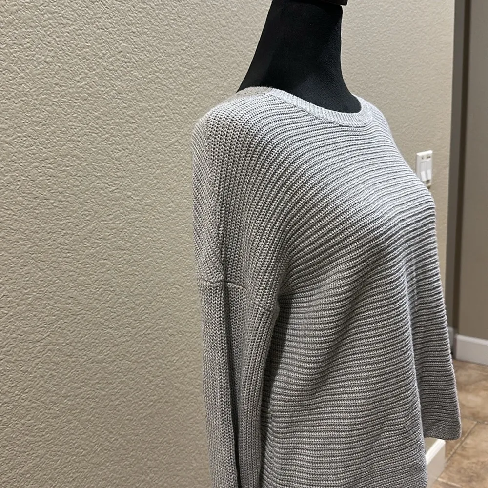 Open Twist Back Gray Sweater Size measurements labeled - Image 4