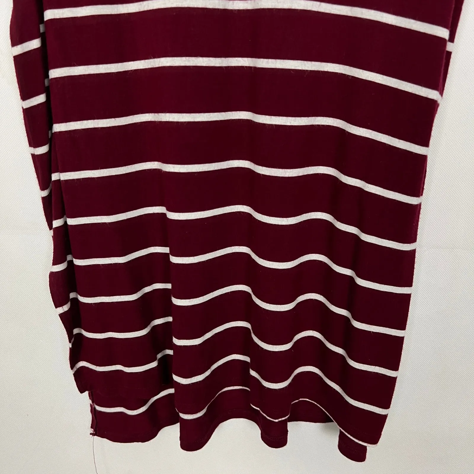 Zenana Outfitters Striped Tee Shirt Burgundy Dress Size M - Image 4