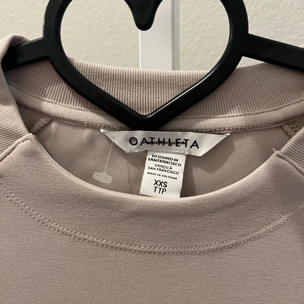 NWOT Athleta Seasoft Crewneck Sweatshirt Beige Supersoft Modal Blend Cozy XXS - Image 4