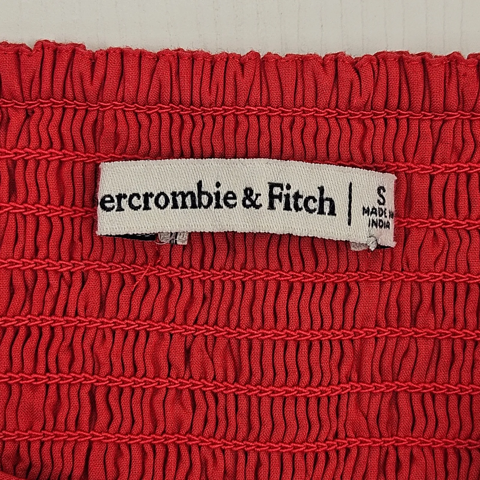 Abercrombie & Fitch Red Smocked Square Neck Puff Sleeve Mini Dress Size S - Image 4
