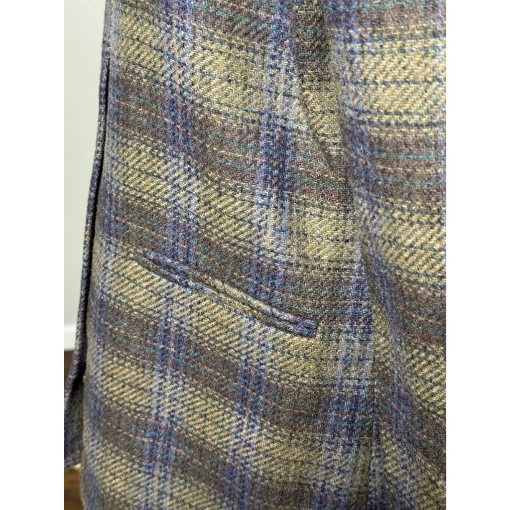 Vintage Requirements Womens 8 Wool Plaid Zip Jacket Blue Sage Tweed Tailored - Image 9