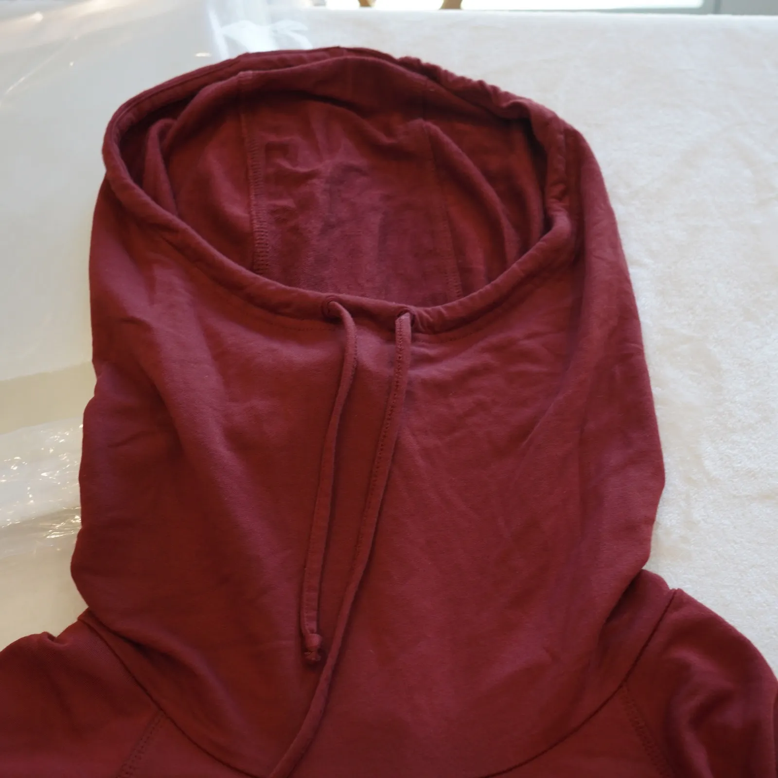 Prana Womens Burgundy Cowl Neck Short Sleeve‎ Hoodie Dress Size S Modal Casual - Image 5