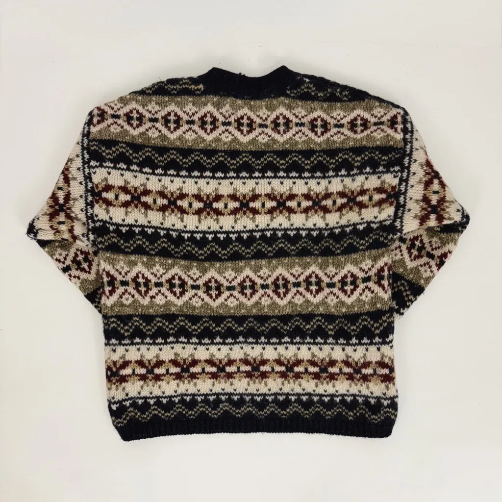 Vintage 80’s Abercrombie Pure Wool Fair-Isle Crewneck Knit “The Big Sweater” M - Image 7