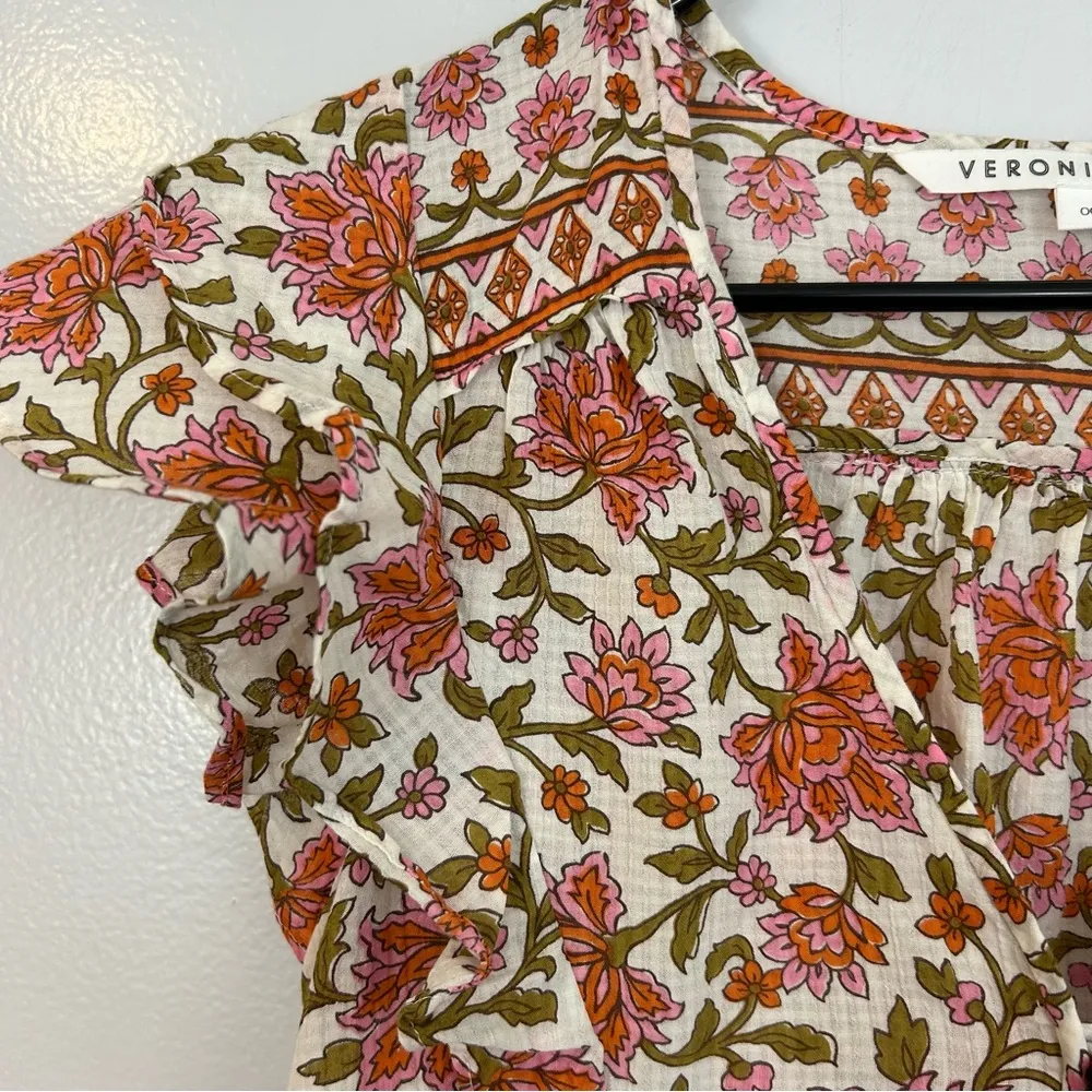 Veronica Beard Joi Floral Short Flutter Sleeve Blouse/Top Size 00 - Image 5