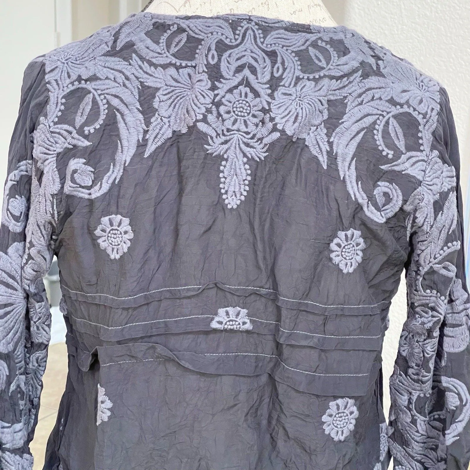 Johnny Was Womens Blouse XS Boho Bohemian  Embroidered Festival Music Concert - Image 16