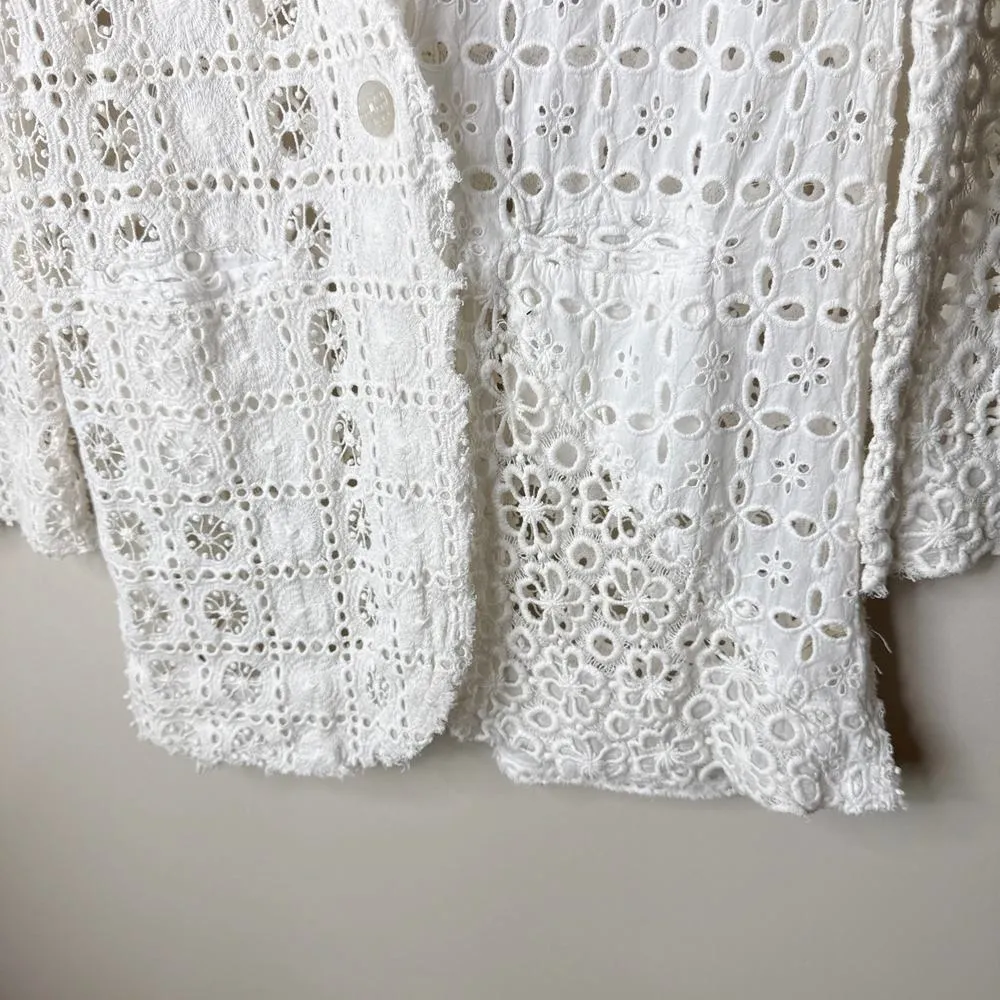 Free People FP One Yesenia Eyelet Crochet Long Sleeve Tunic Top Oversized Size 0 - Image 6