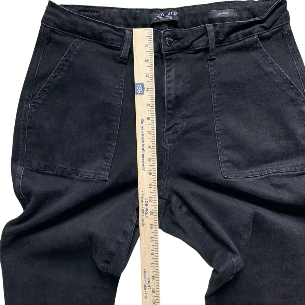 Judy Blue High Waist Jet Black Double Roll Cuff Jogger Jeans No Tie Size 16W - Image 10