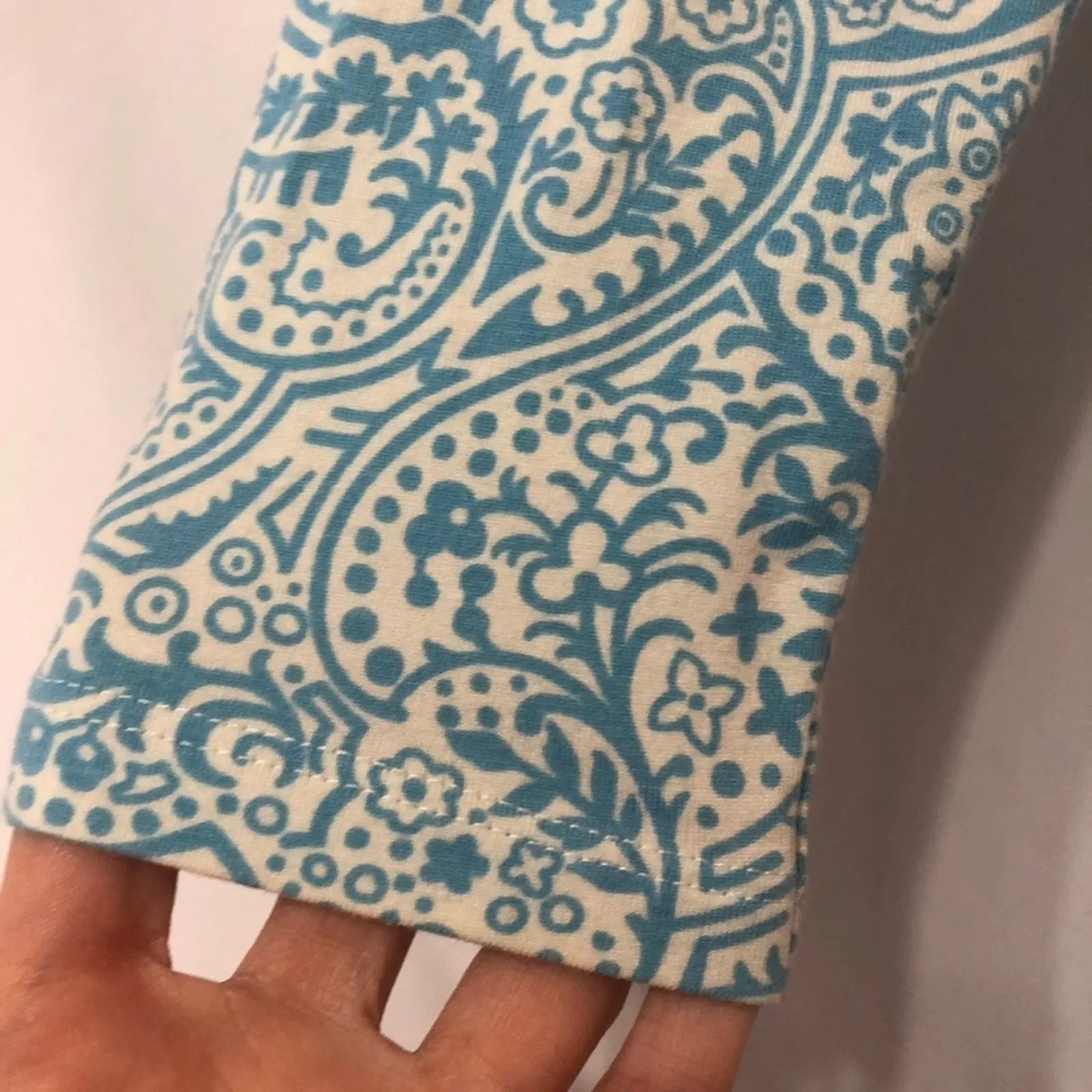 Boden Blue & White Paisley Bodycon Mini Dress Womens Size 4 Shift Shirt Dress - Image 2