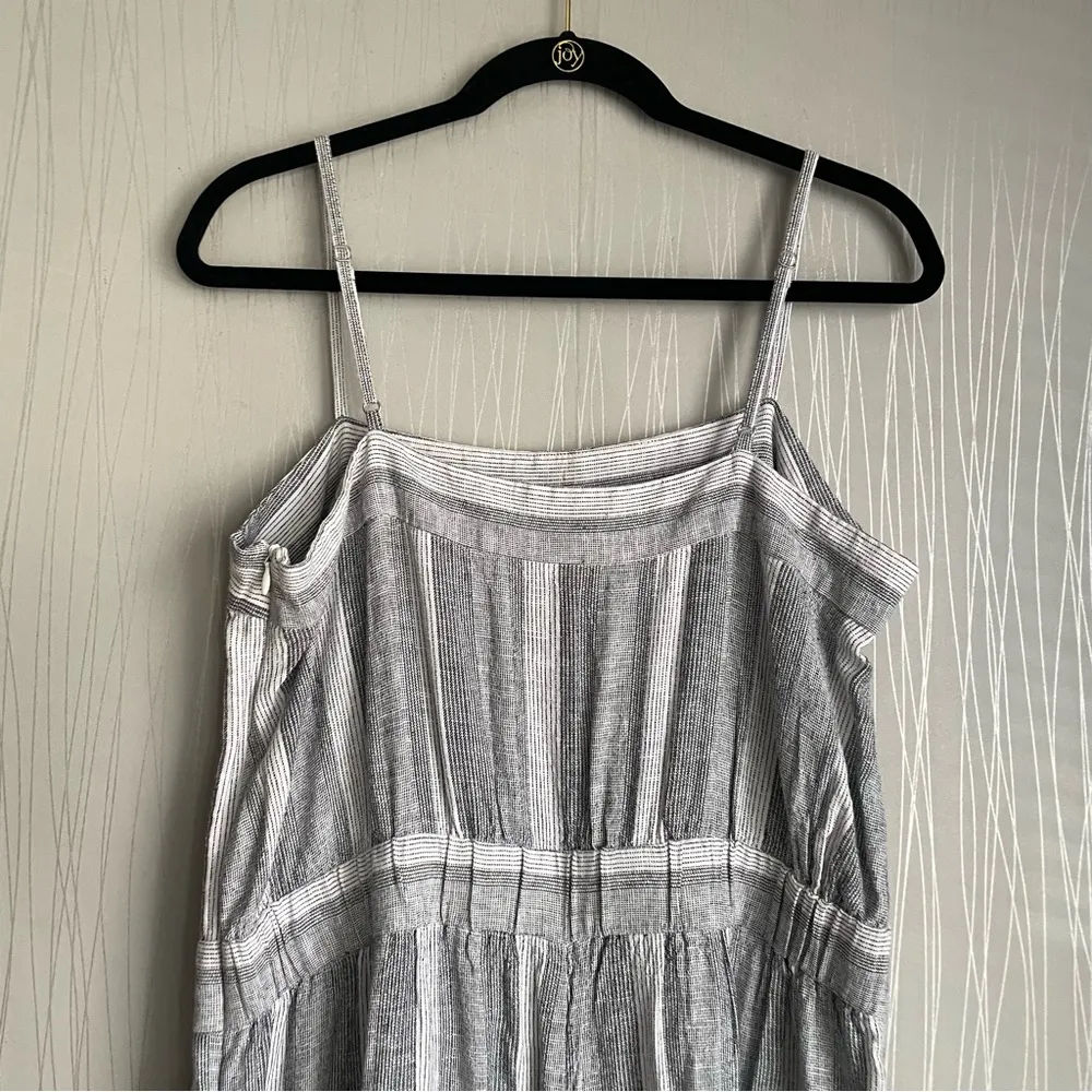 SUSINA Linen Blend Jumpsuit Women's Size Large Gray White Striped Black - Image 11