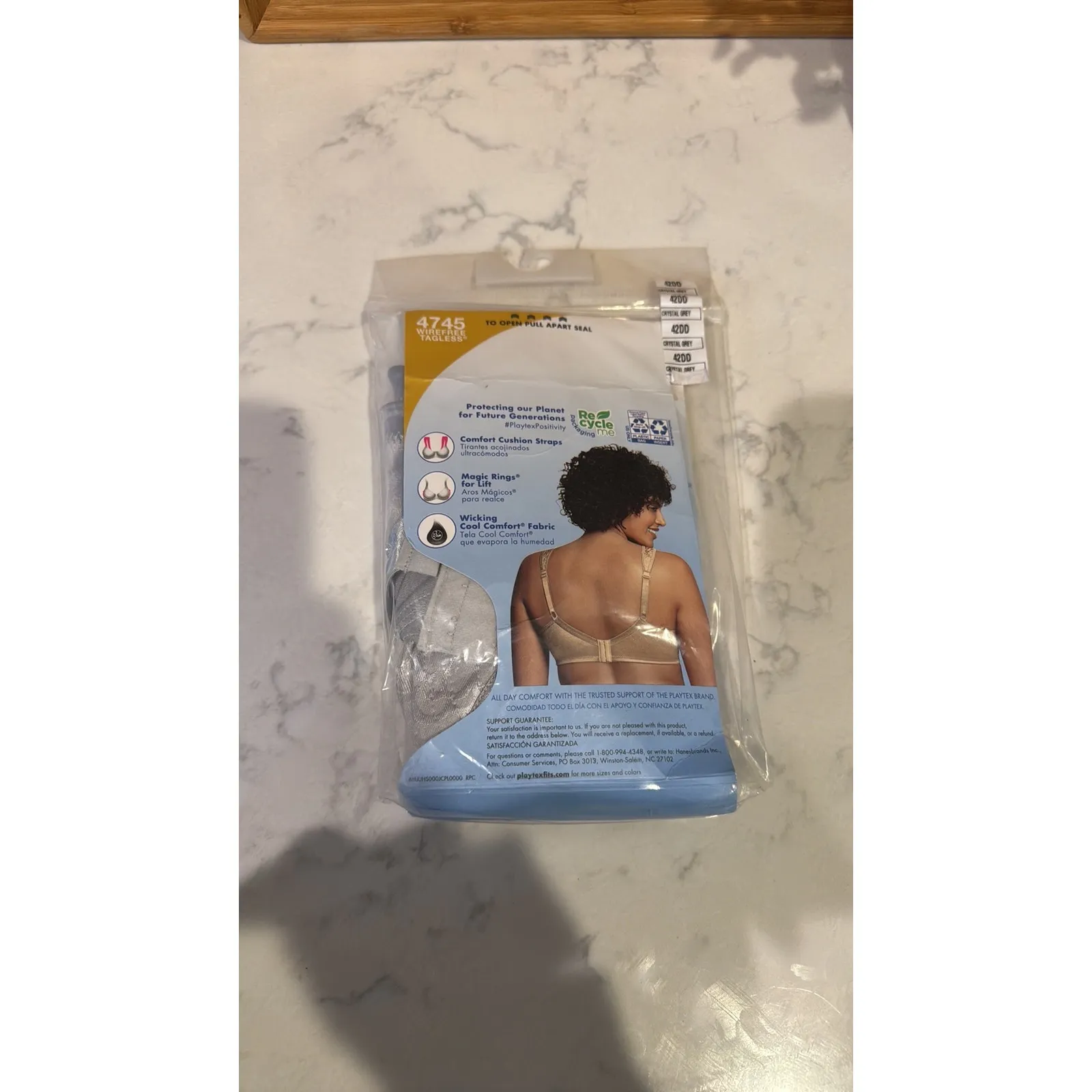 Playtex 18-Hour Ultimate Lift & Support Wireless Bra 4745 sz 44DD crystal gray - Image 4