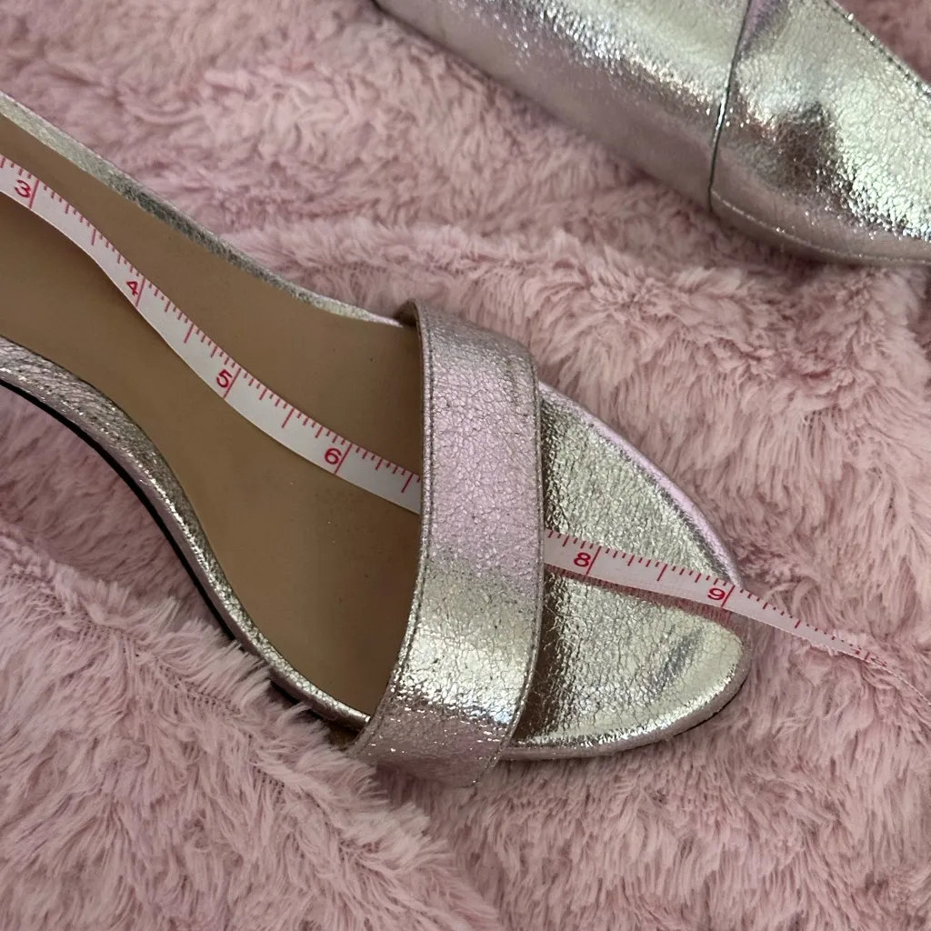 Mix No. 6 Silver Women's Metallic Ankle Strap High Heels Block Classy Shoe 6.5 - Image 10