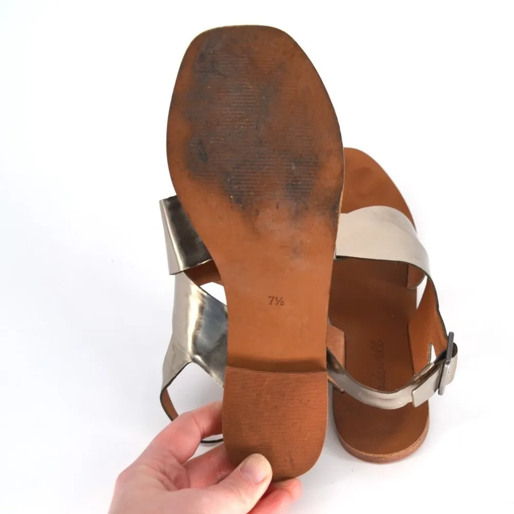 Madewell Toe Ring Crossover Leather Sandals Slingback Flats Silver Women's 7.5 - Image 5